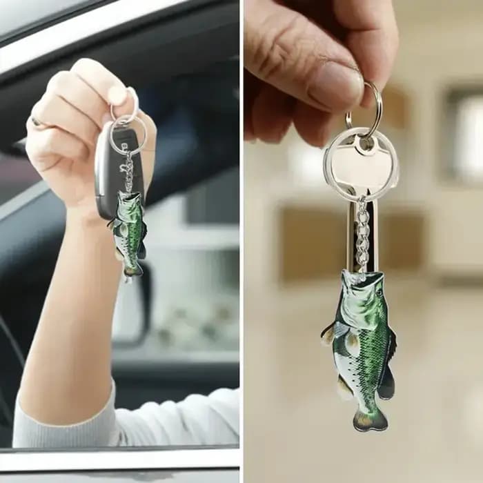 Porte-clés poisson en acrylique 2D pour hommes et femmes