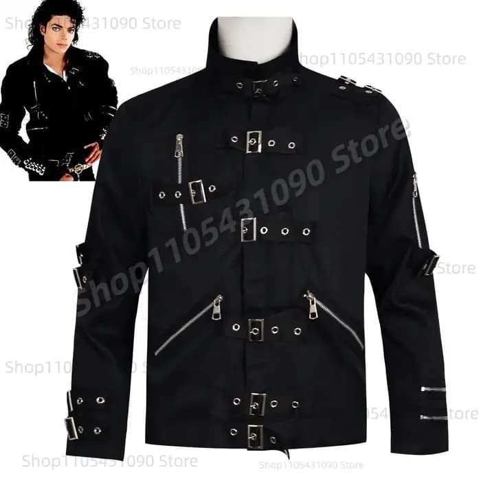 Veste de concert noire style punk avec rivets
