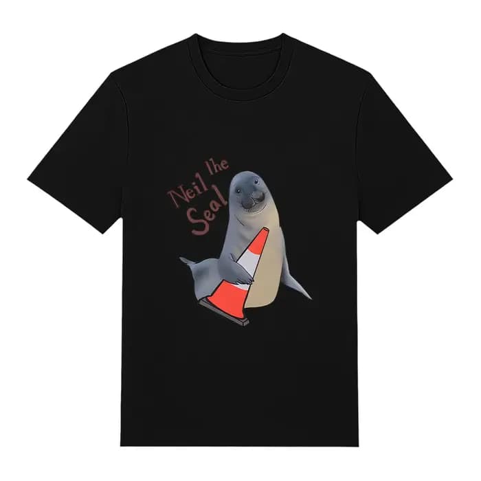 Neil The Seal T-shirt surdimensionné en pur coton, imprimé de dessins animés, vêtements tendance, ét