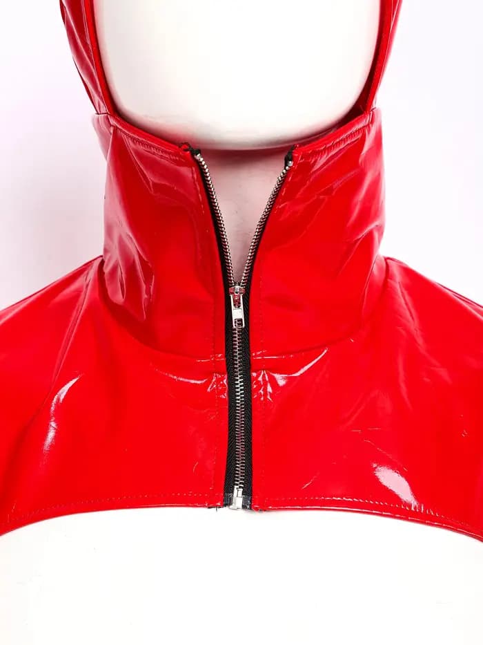 Débardeur court à capuche en similicuir PU pour homme