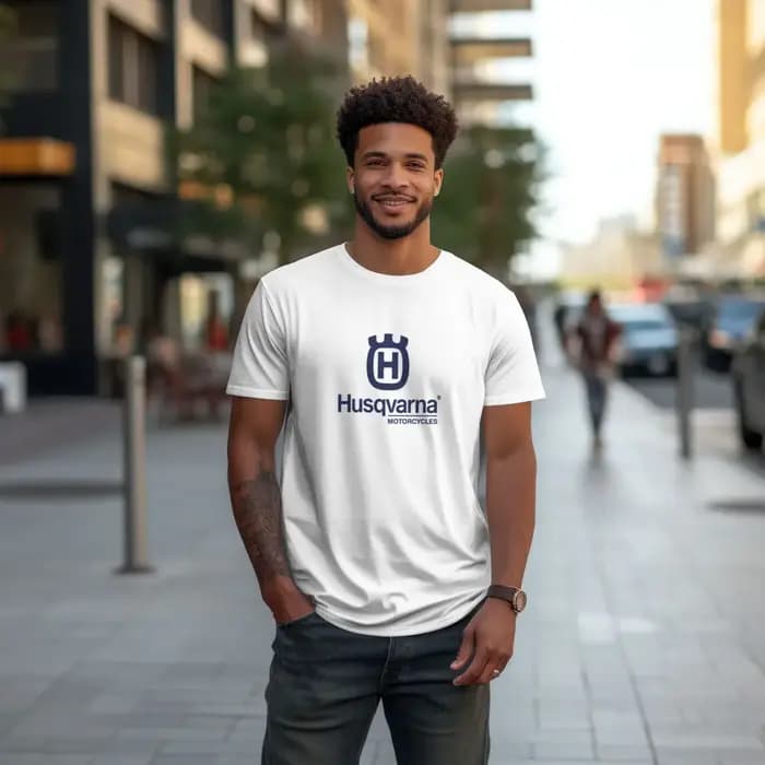 T-shirt imprimé moto 100% coton