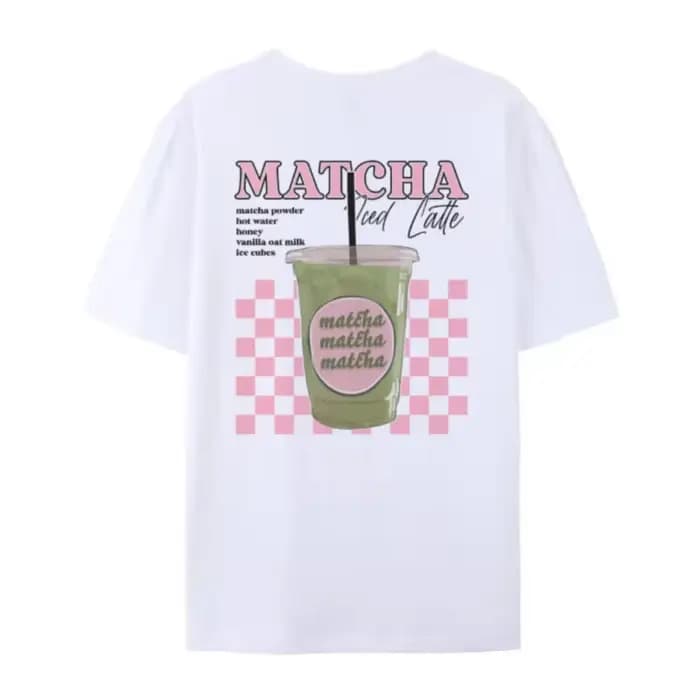 Y2k Esthétique Matcha Latte Dos Imprimé T-Shirt Mignon