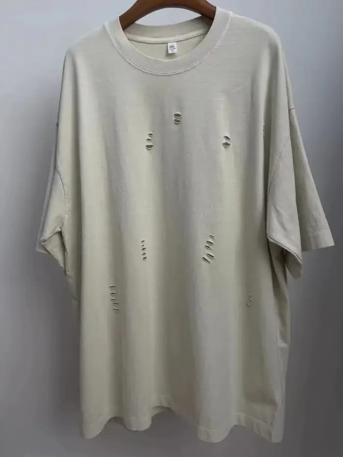 T-Shirt manches courtes col ras du cou déchiré pour hommes et femmes