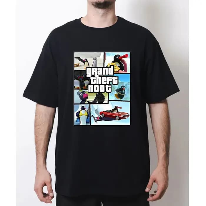 Grands Theft Noot Pingu Penguins GTA Summer Woman Man Casual Breathable Printed T-shirt fashion streetwear O-neck S-3XL Tops