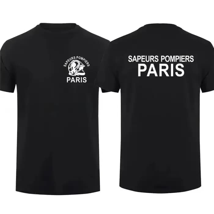 T-shirt en coton pour hommes, pompiers de Paris, Streetwear, graphique, décontracté, Style Hip Hop