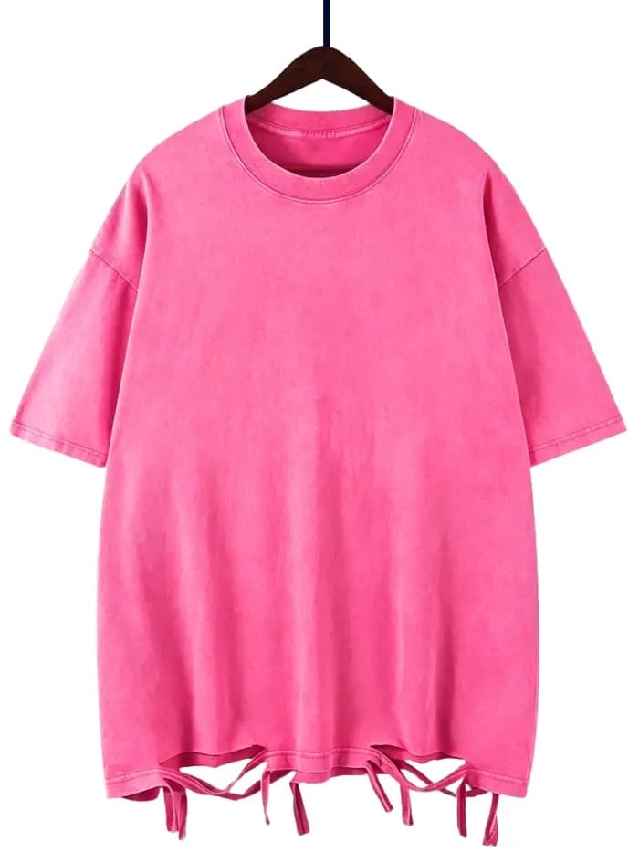 Mode couleur unie trous lavés T-Shirts femmes 100% coton à manches courtes rue Hip Hop t-shirt doux confortable vêtements