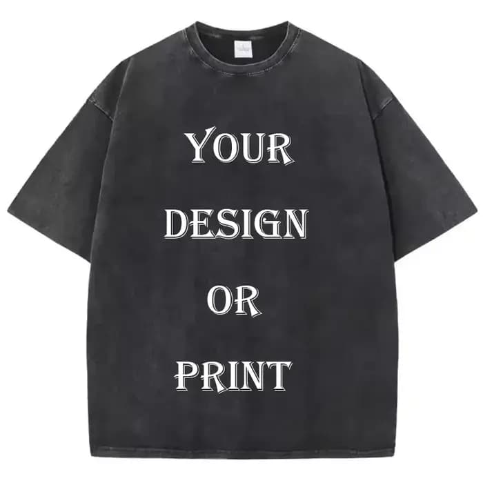 T-shirt unisexe 100% coton lavé, personnalisable, style rétro, impression de photo ou de logo, t-shi