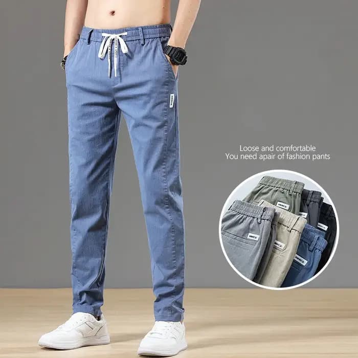 6 couleurs été hommes classique coton couleur unie mode affaires pantalons décontractés taille élastique