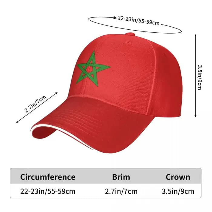 Casquette de Baseball délavée avec drapeau du Marocain pour hommes