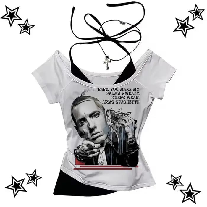 Eminem t-shirt femme harajuku Pastel Rétro années 2000 kawaii Pop Culture t-shirt Confortable Punk g