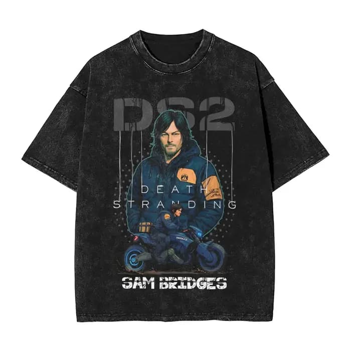 Crâne mort Stranding graphique T-Shirts Manga lavé surdimensionné