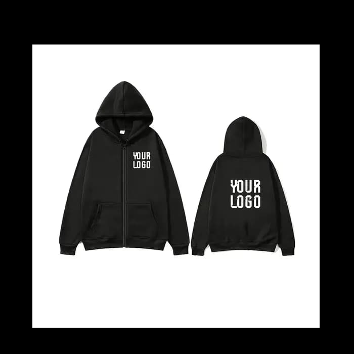 Sweat à capuche zippé de couleur unie | Veste à motif de texte personnalisable | unisexe, person
