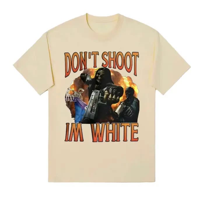 Drôle ne tirez pas, je suis blanc Meme graphique T-shirts pour hommes décontracté Humor à manches courtes T-shirt