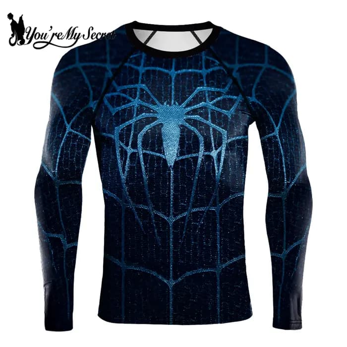 T-shirt de compression imprimé araignée pour hommes