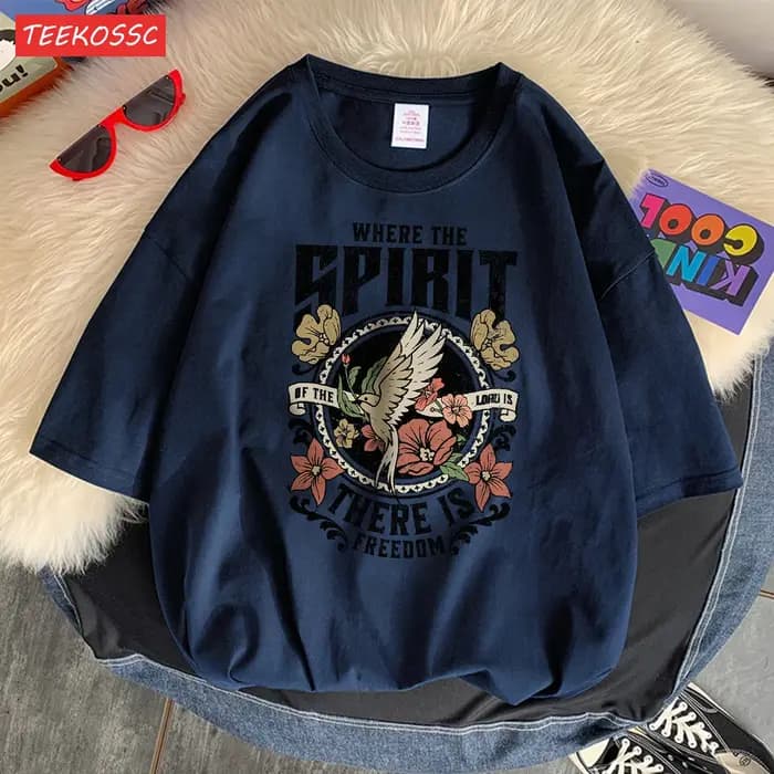 Où l'esprit il y a la liberté imprimé t-shirt pour hommes dessin animé Art t-shirts populaire coton