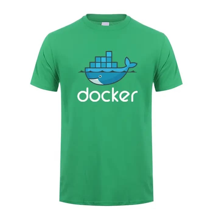 Docker-T-shirt manches courtes pour homme, estival et cool, en coton, avec programmeur informatique,