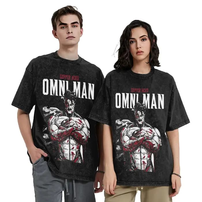 T-shirts Super Héros Omni Man Invincible Lavés Streetwear Hip Hop Vintage
