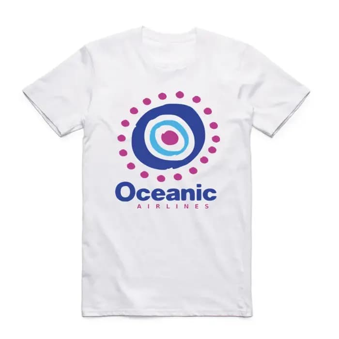 Oceanic Airlines-T-shirt à col rond pour homme, haut à manches courtes, imprimé fantaisie, cool, vêt