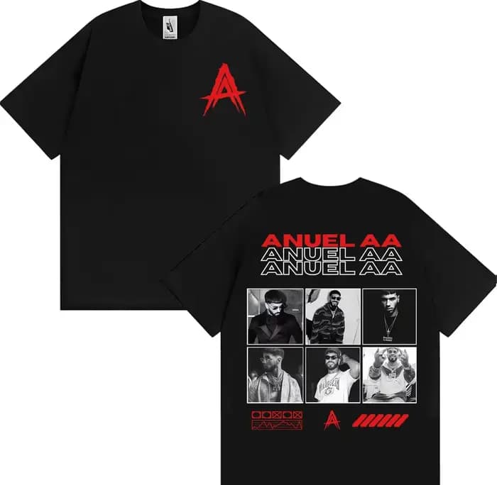 T-shirts graphiques Anuel AA Real Hasta La Muerte, vêtements pour hommes, mode hip hop punk, t-shirt