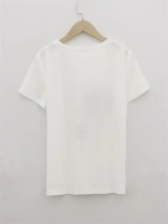 T-shirt rose pastel pour femme - Motif graphique