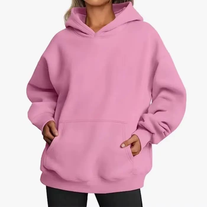 Hip Hop couleur unie à capuche pour femme automne mode vêtements décontracté polaire poche sweats à