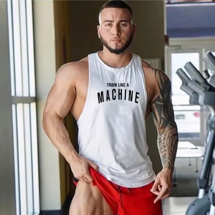 TRAIN LIKE A MACHINE Débardeur de musculation en coton pour hommes