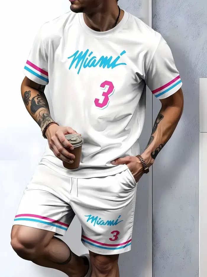 2025 hommes été nouveau décontracté respirant à manches courtes T-shirt ensemble short et haut sport