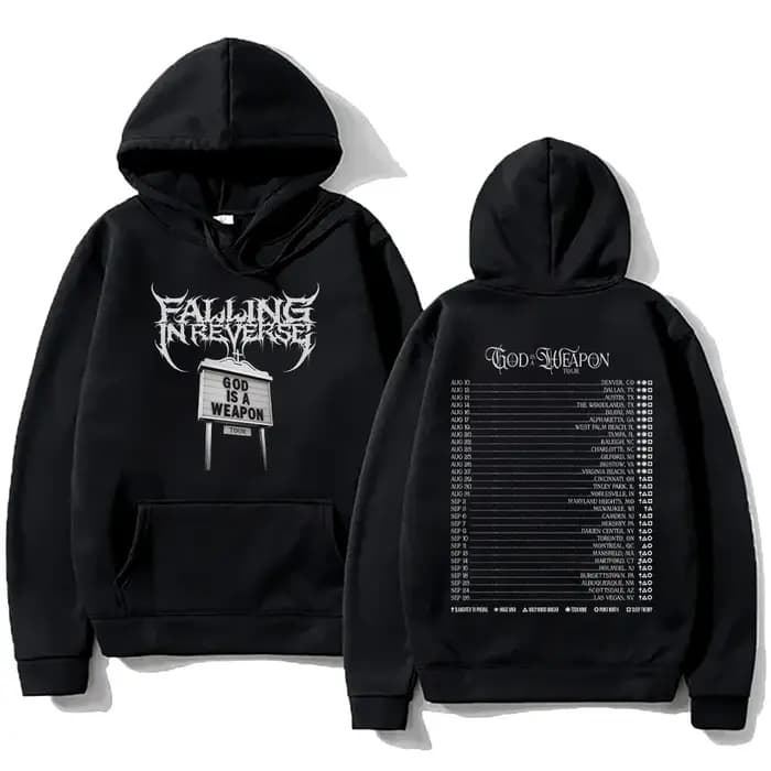Falling in Reverse God Is A Weapon Tour 2025 sweat à capuche pour homme femmes gothique décontracté