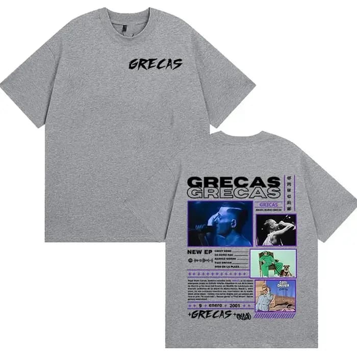 Rappeur Grecas Tour 2025 Album Merch T-shirts Hommes Vêtements Mode Surdimensionné T-shirt Décontracté Offre Spéciale