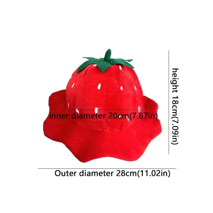 Chapeau en peluche fraise mignon de dessin animé