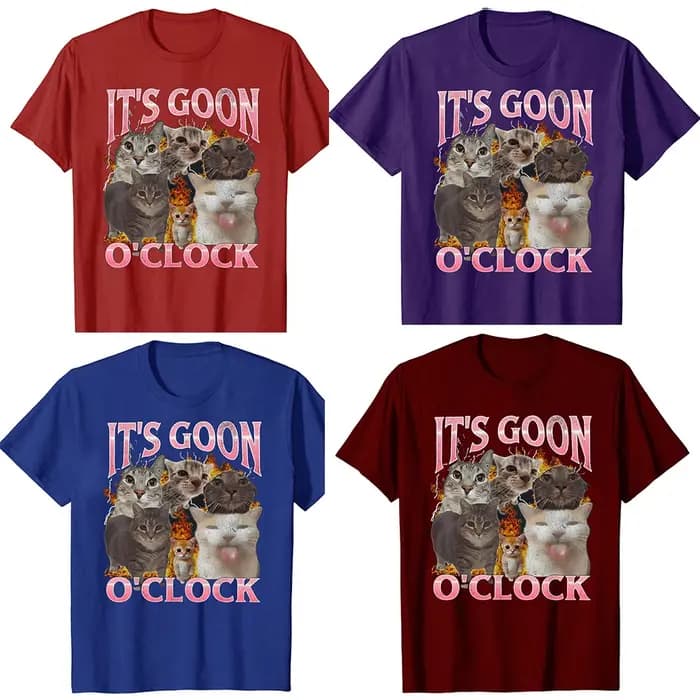 Drôle IT's GOON O'CLOCK chat graphique T-shirt hommes femmes décontracté Hip Hop Streetwear