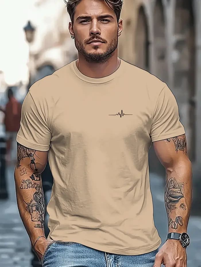 T-shirt pour homme à col rond et manches courtes