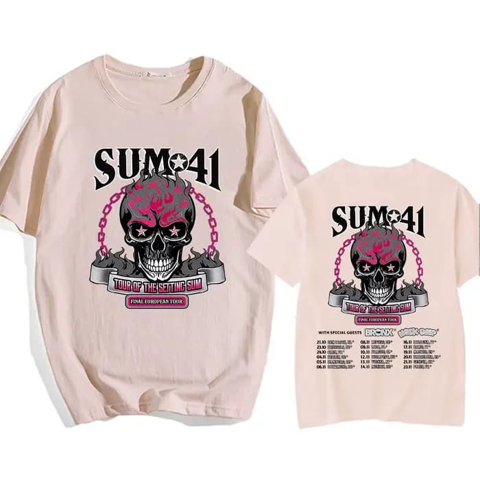 Tour du réglage Sum Sum41 T-shirt coton été haute qualité hommes t-shirts col rond décontracté Hip Hop gothique
