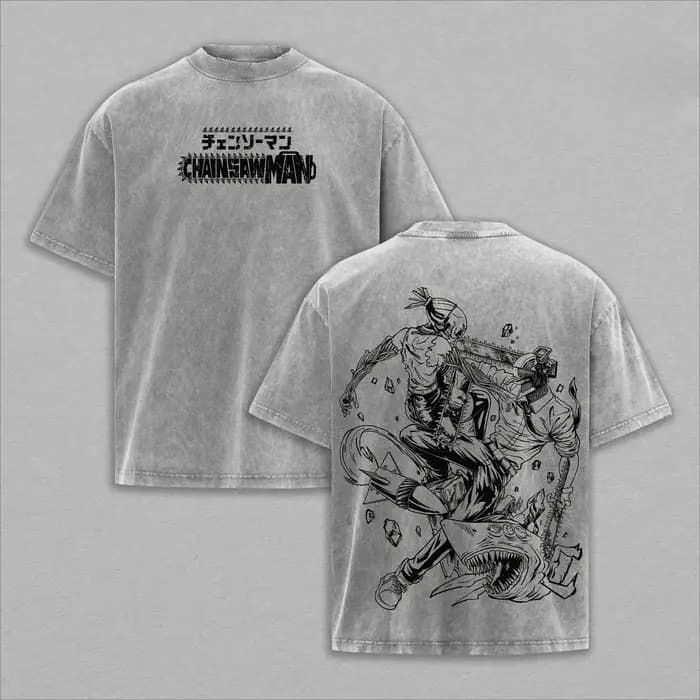 T-shirt Chainsaw Man Denji Reze pour hommes, vêtements gothiques Y2k, t-shirt surdimensionné lavé, t