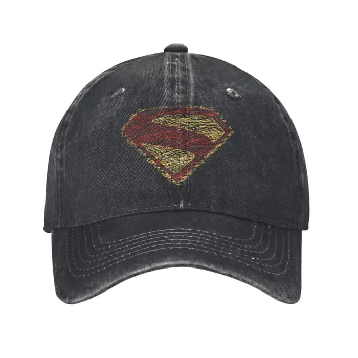 Casquette de baseball Superman en coton denim vieilli vintage style snapback unisexe réglable pour activités de plein air et mode streetwear