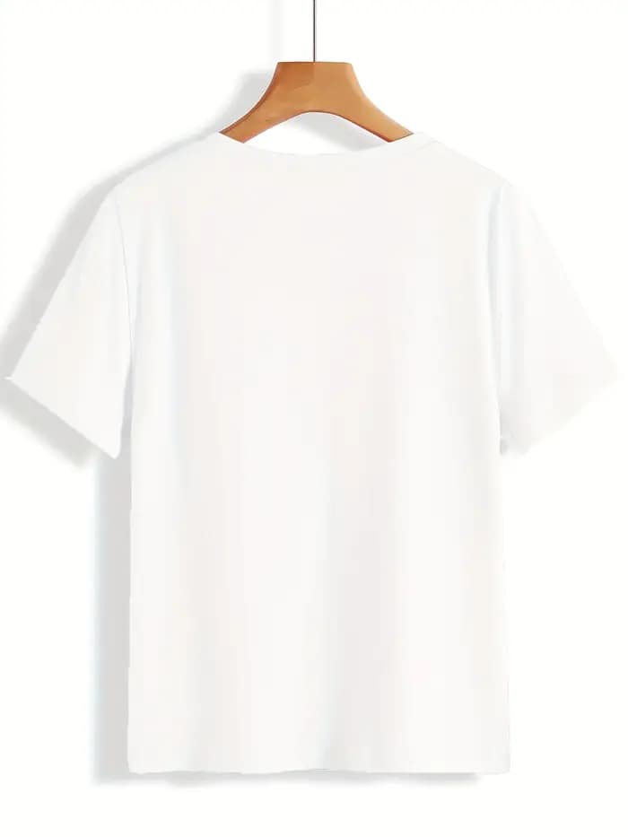 T-shirt pour femme à col rond avec imprimé de cinq petits arbres