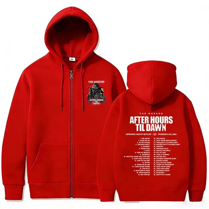 Sweat à capuche zippé Rapper The Weeknd avec Playboi Carti After Hours Til Dawn Tour 2026 pour hommes et femmes