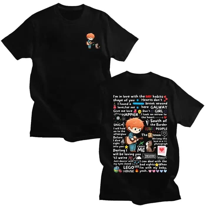 Ed Sheeran Graffiti motif t-shirt nouveau à la mode décontracté femmes hommes vêtements Y2k T-shirts