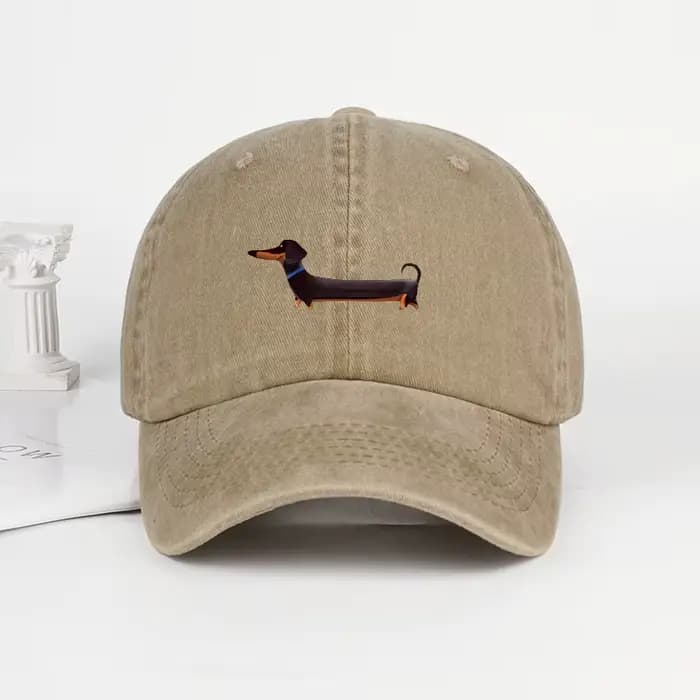 Casquette de baseball lavée à imprimé teckel
