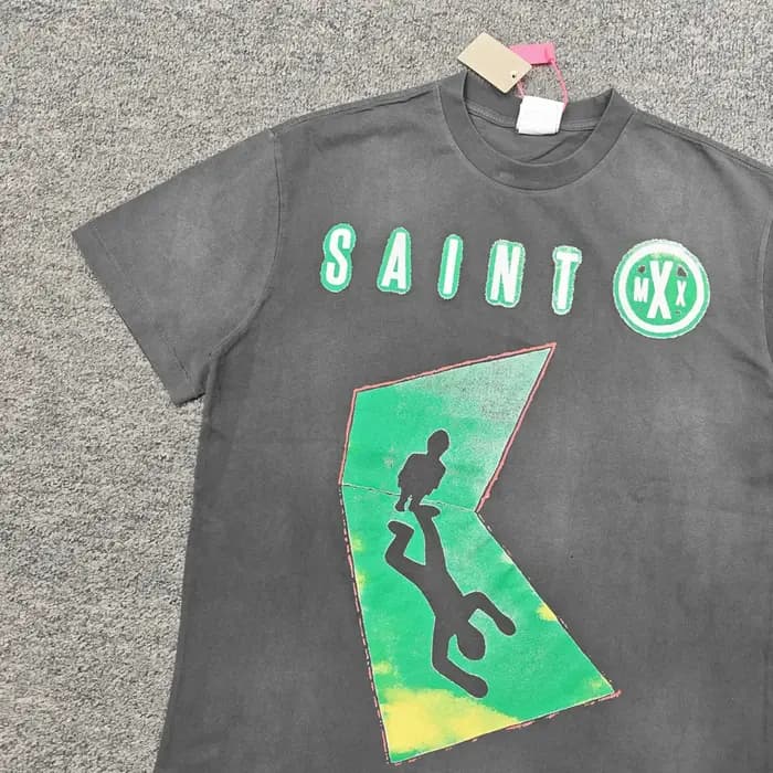Yao mode Saint de Michael tout-match ample surdimensionné Vintage décontracté de haute qualité 1:1 Streetwear marque de luxe t-shirt pour hommes