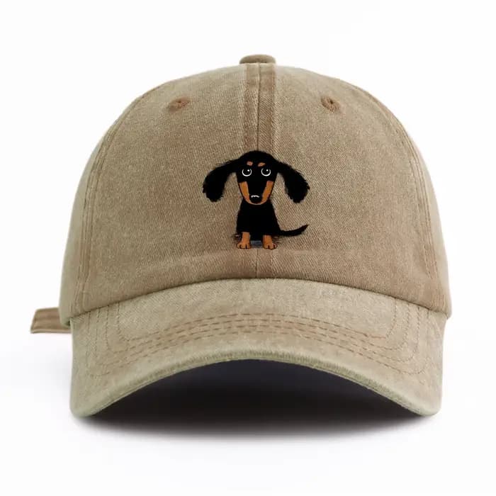 Casquette de Baseball délavée imprimée teckel pour adultes
