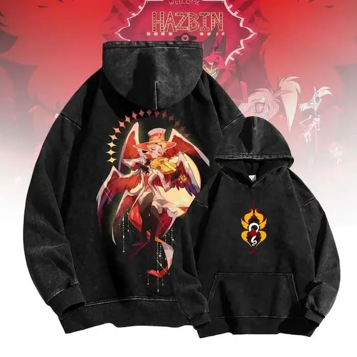 Hazbin hôtel Alastor Anime sweats à capuche hommes femmes vêtements Manga imprimé Vintage lavé Streetwear décontracté à