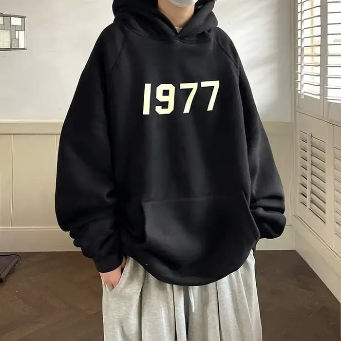 Sweat à capuche hommes automne nouveau 1977 imprimé manteau ample Harajuku pull