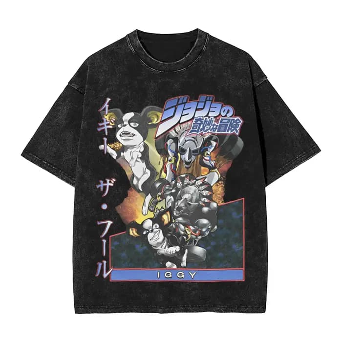 Anime JoJo's Bizarre Adventure Johnny Joestar graphique T-shirt hommes lavé coton t-shirts Vintage Manga