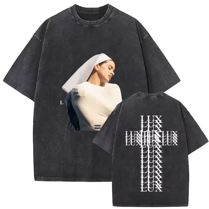 Rosalia Lux Tour Album 2025 Vintage lavé t-shirts hommes femmes décontracté surdimensionné coton T-shirt mode Pop