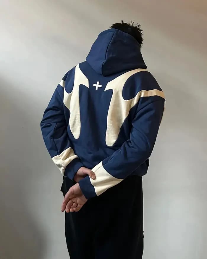 Sweat à Capuche Rétro Bleu pour Homme et Femme
