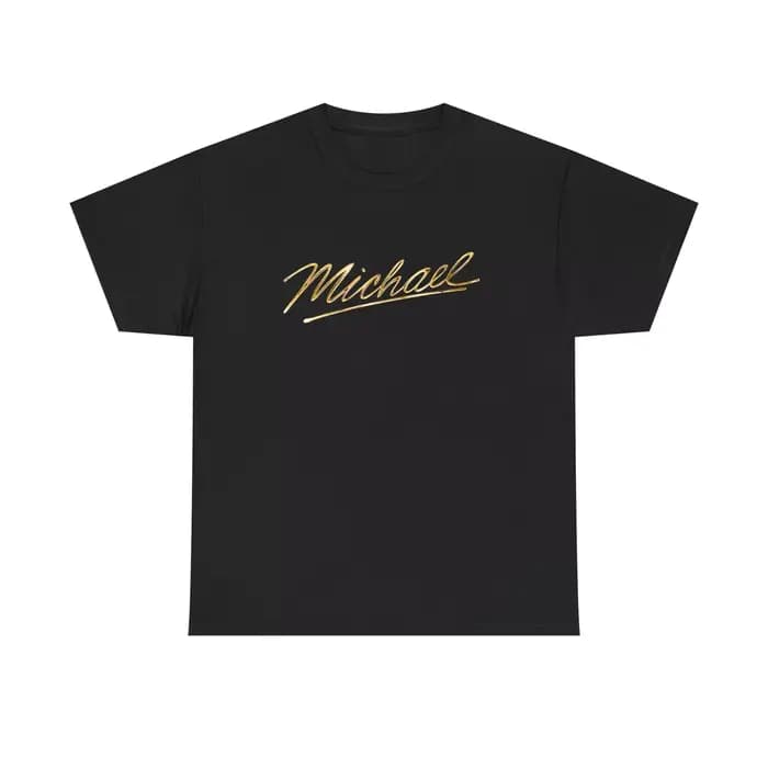 T-shirt unisexe en coton 100% avec motif signature dorée Michael Jackson, nouvelle collection 2026,