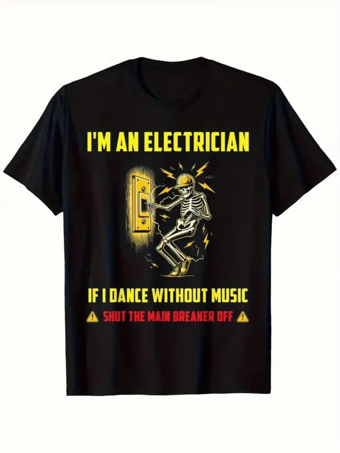 T-shirt graphique d'électricien pour hommes, en coton, unisexe, décontracté, col rond, manches court