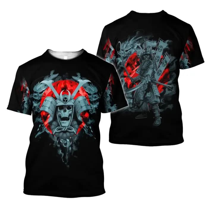 Samouraï japonais 3D imprimé T-Shirts été hommes femmes décontracté mode surdimensionné à manches courtes t-shirt