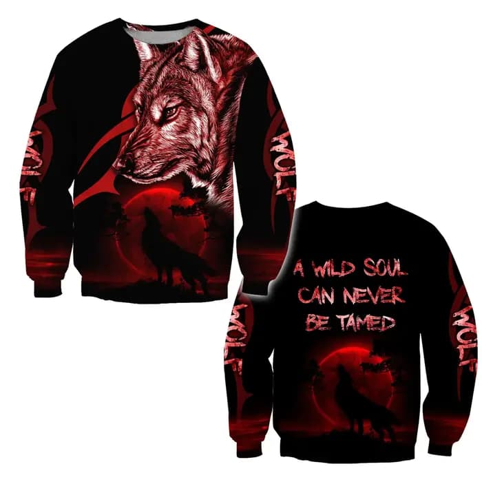 Wolf-a – sweat à capuche unisexe pour homme, imprimé en 3D, décontracté, fermeture éclair, Streetwea